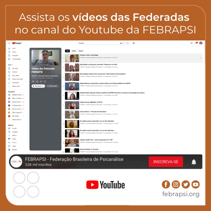Conheça a playlist das federadas no canal do YouTube da Febrapsi