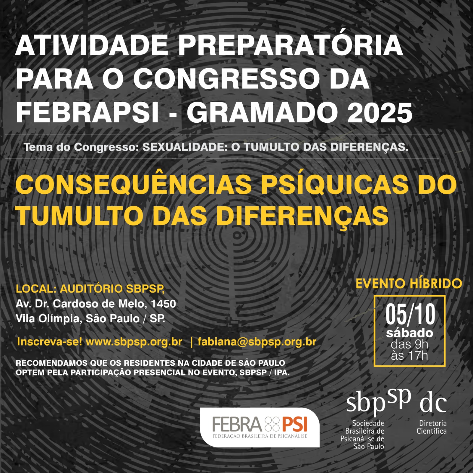 Febrapsi e SBPSP realizarão evento preparatório para o 30º Congresso em Gramado