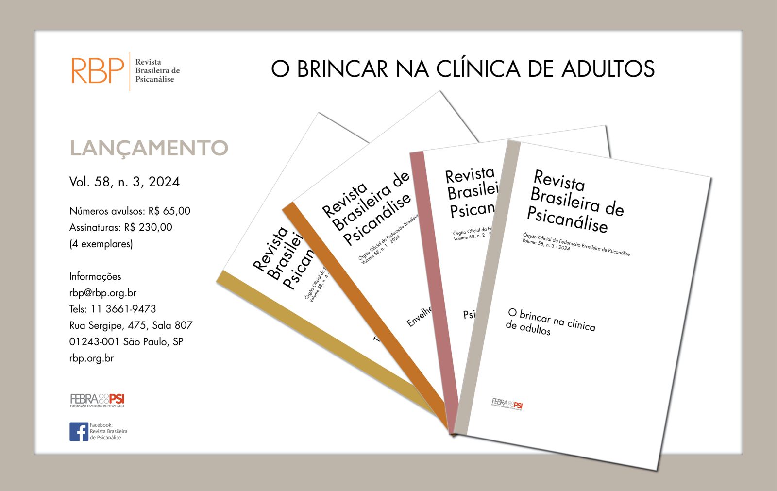 Revista Brasileira de Psicanálise anuncia lançamento de sua edição número 3 de 2024