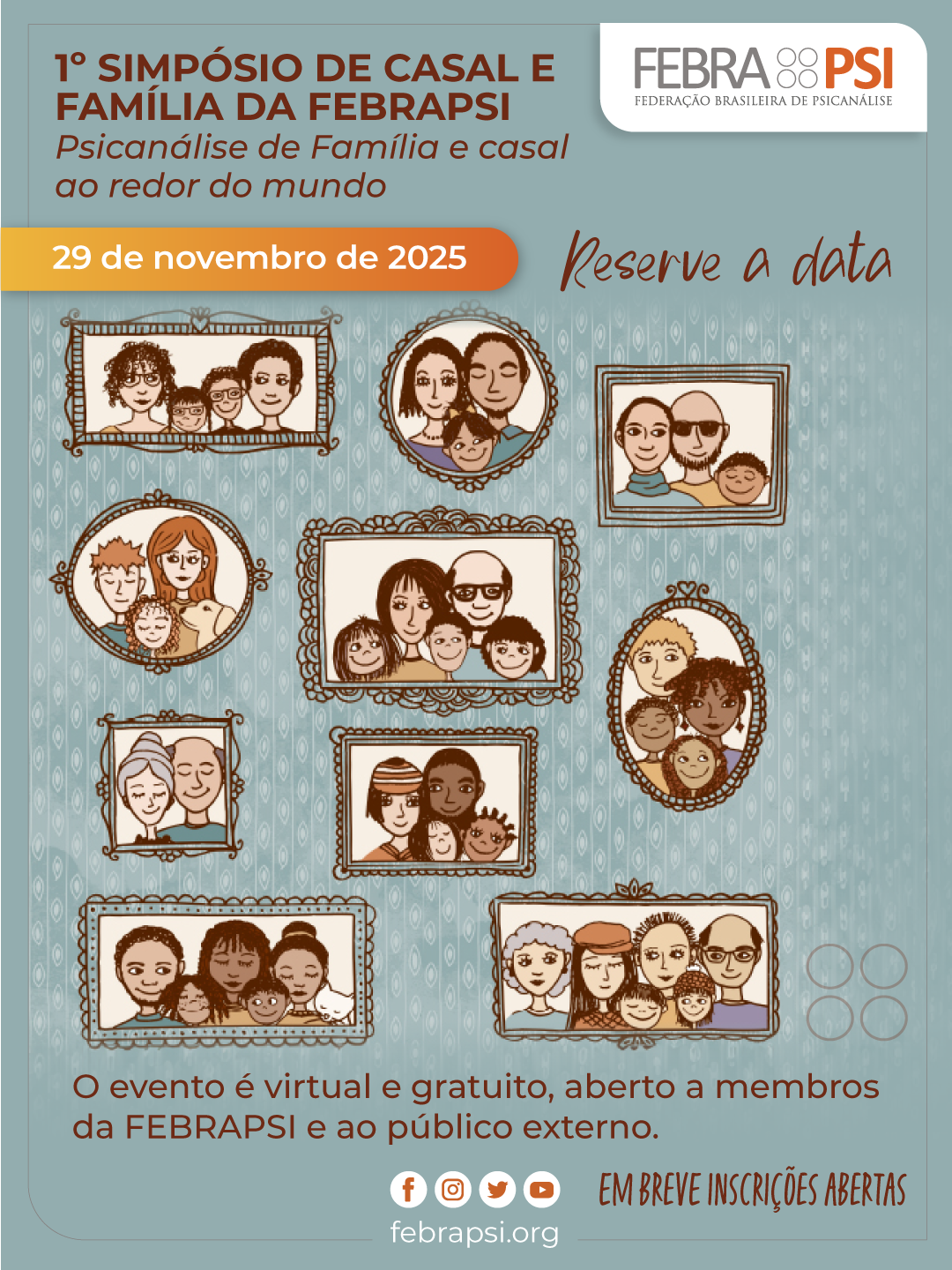 Inscrições abertas para o 1º Simpósio de Casal e Família da FEBRAPSI