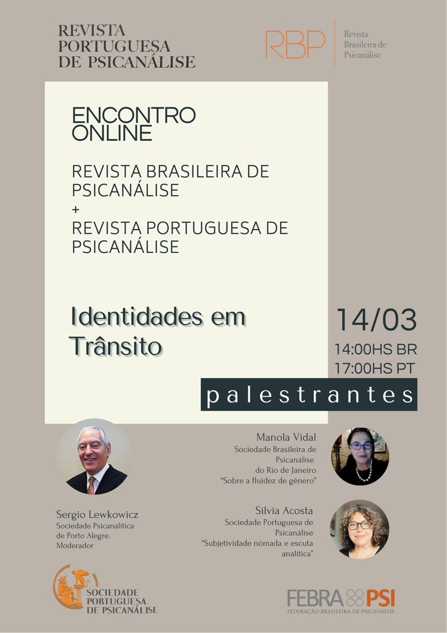 Revistas Brasileira e Portuguesa de Psicanálise promovem encontro on-line sobre identidades em trânsito