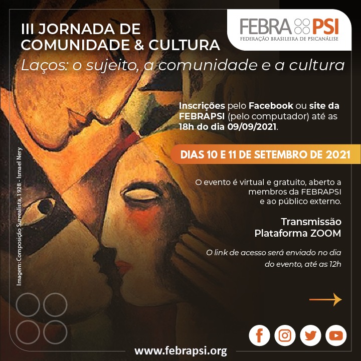FEBRAPSI realiza III Jornada de Comunidade e Cultura dias 10 e 11 de setembro