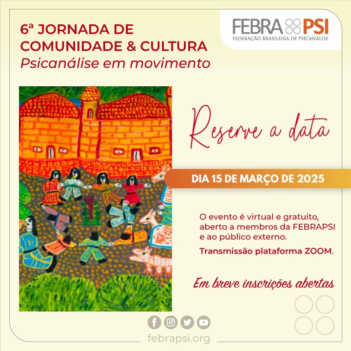Reserve a data de 15 de março para participar da 6ª Jornada de Comunidade e Cultura da Febrapsi