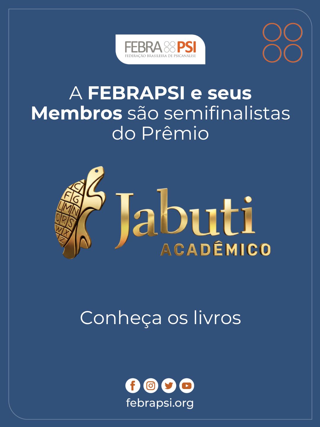 Livro da FEBRAPSI e outras duas obras de membros da Federação são destaque no Prêmio Jabuti Acadêmico